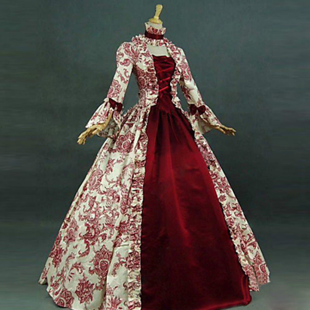 Long Basic Model Sleeve Printed Elegant Evening Large Bell Dress