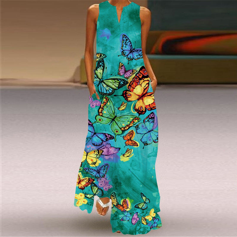 Sexy Print V Neck Sleeveless Dress main image 1