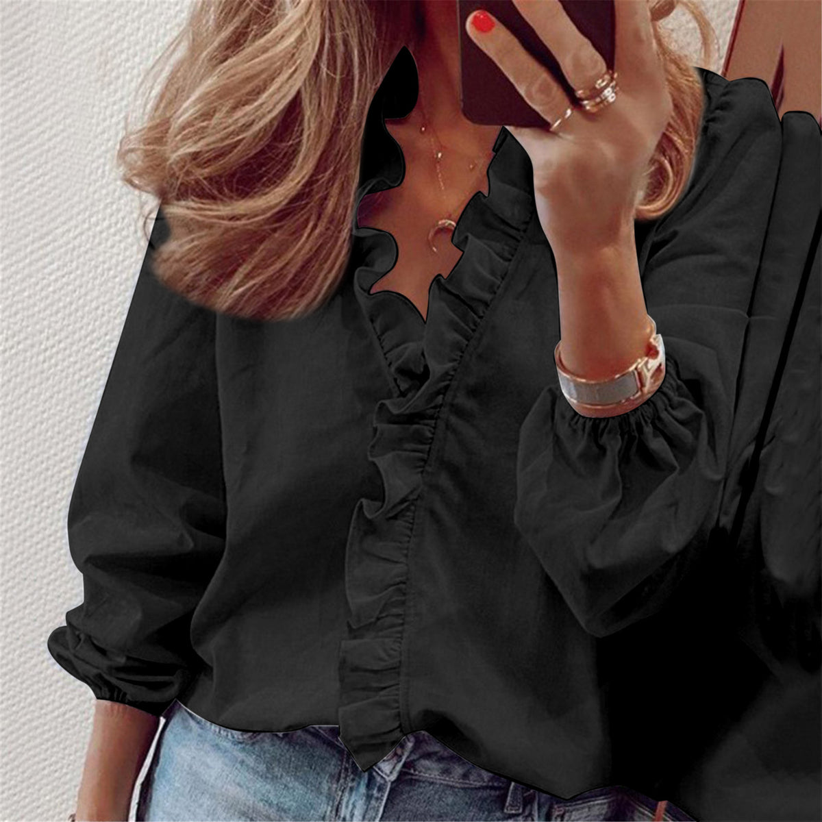Long Sleeve Ruffle Blouse
