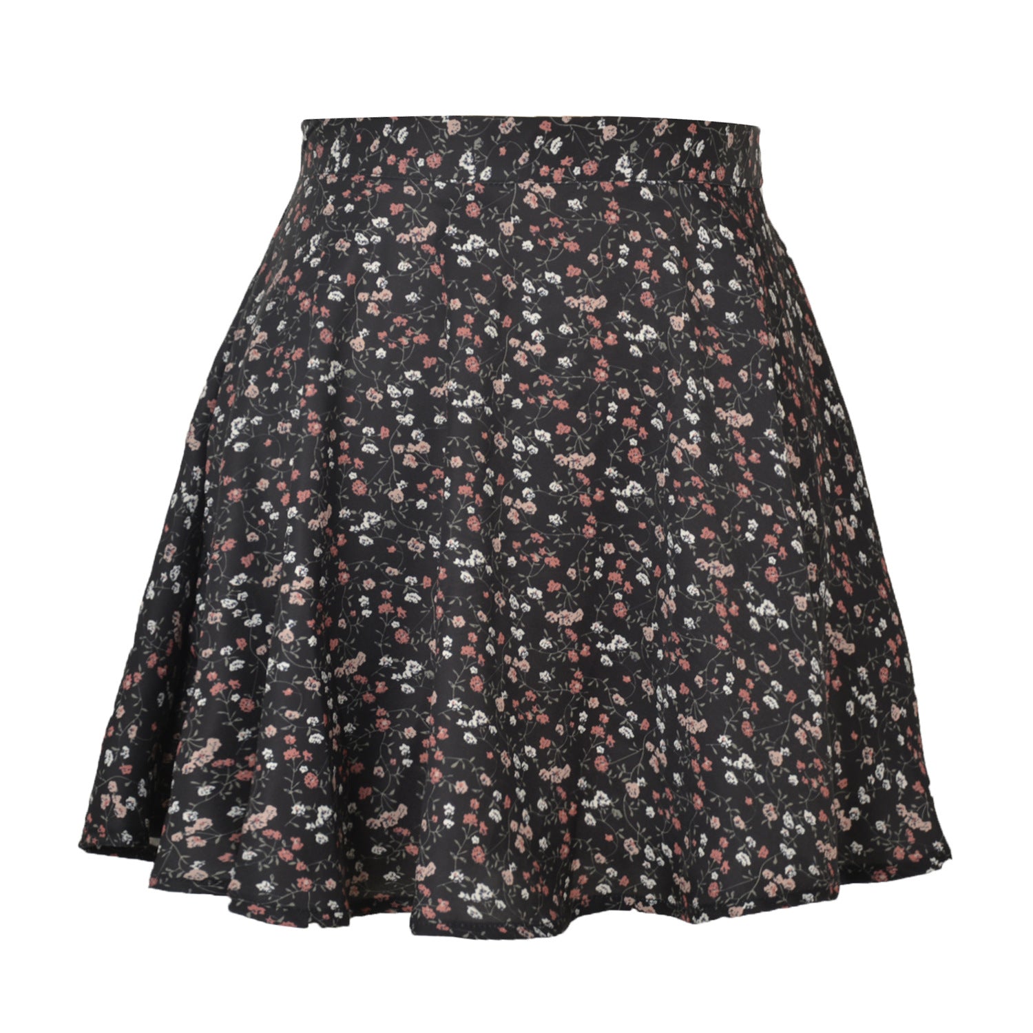 Women's Floral Sweet High Waist Invisible Zipper Chiffon Printed Short Skirt