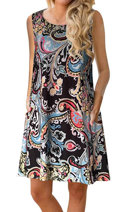 Pullover Element Printed Pocket Large Swing Dresses