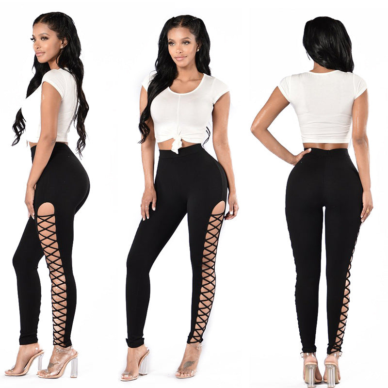 Women's Classy Side Cross Outing Skinny Leggings