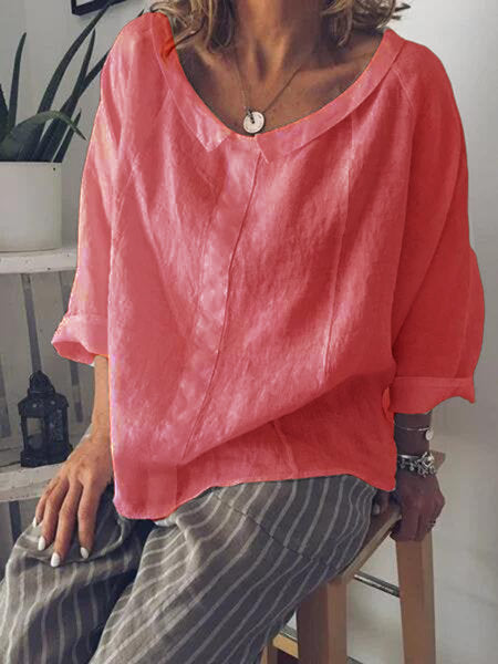 Beautiful Attractive Solid Color Collar Pullover Blouses