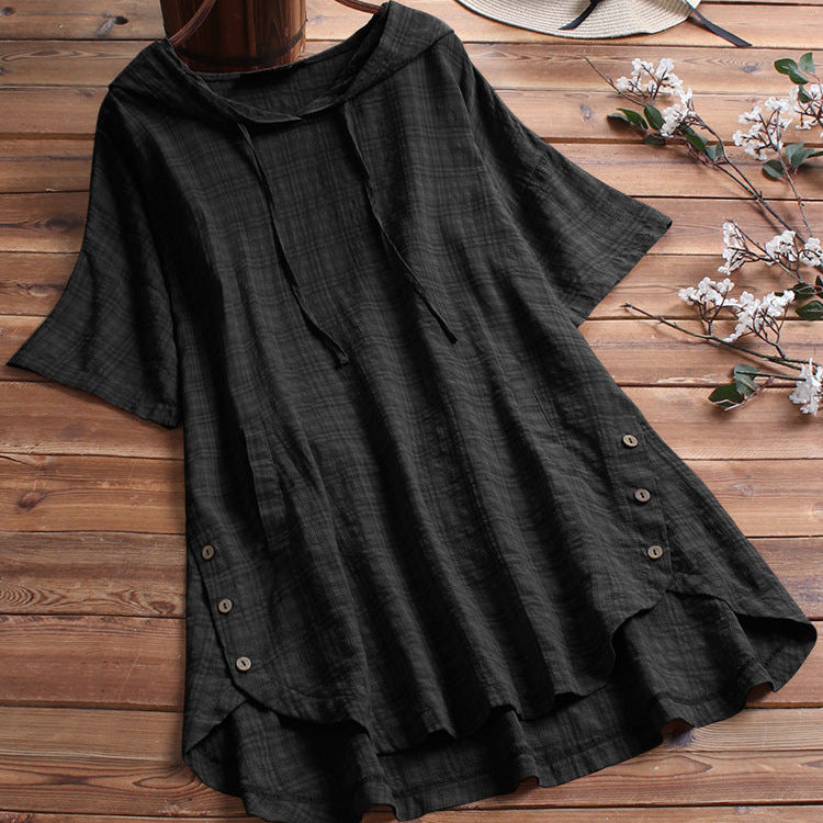 Women's Summer Sleeve Large Round Neck Loose Blouses