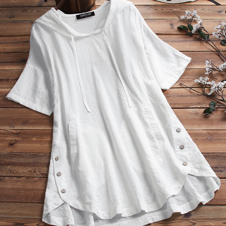 Women's Summer Sleeve Large Round Neck Loose Blouses