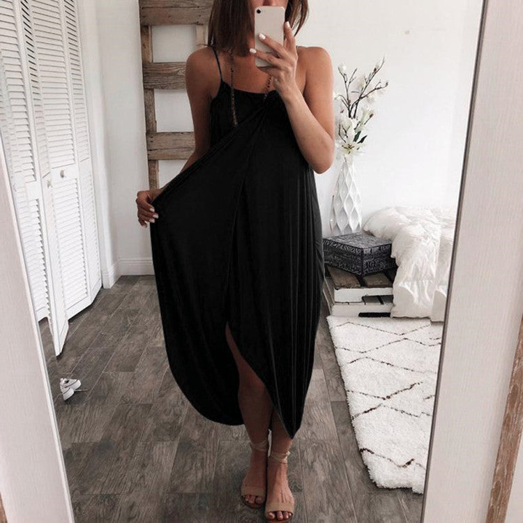 Women's Solid Color Knitted Loose Irregular Dress Dresses