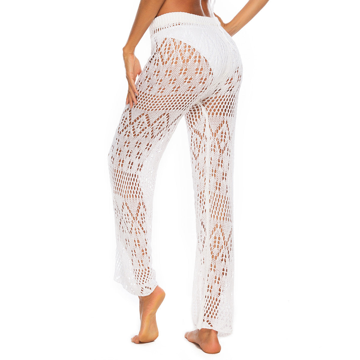 Women's Color Sexy Nightclub Hollow Woven Trousers Pants