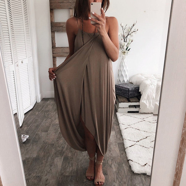 Women's Solid Color Knitted Loose Irregular Dress Dresses