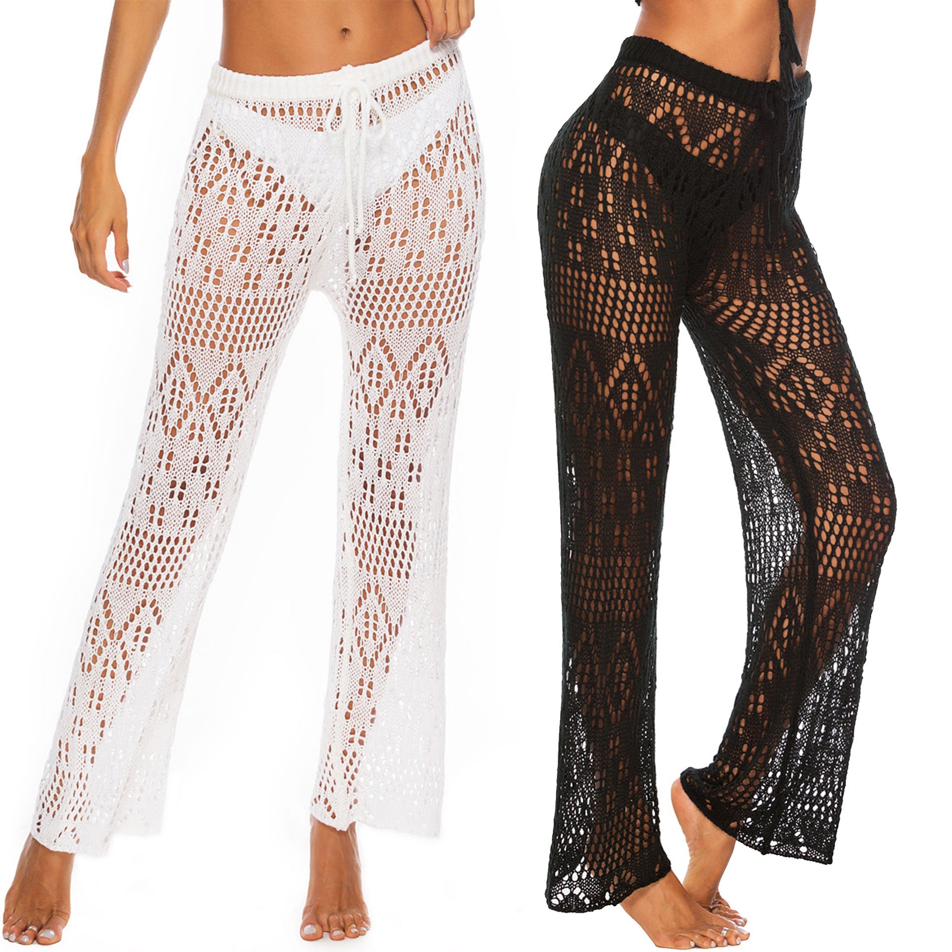 Women's Color Sexy Nightclub Hollow Woven Trousers Pants