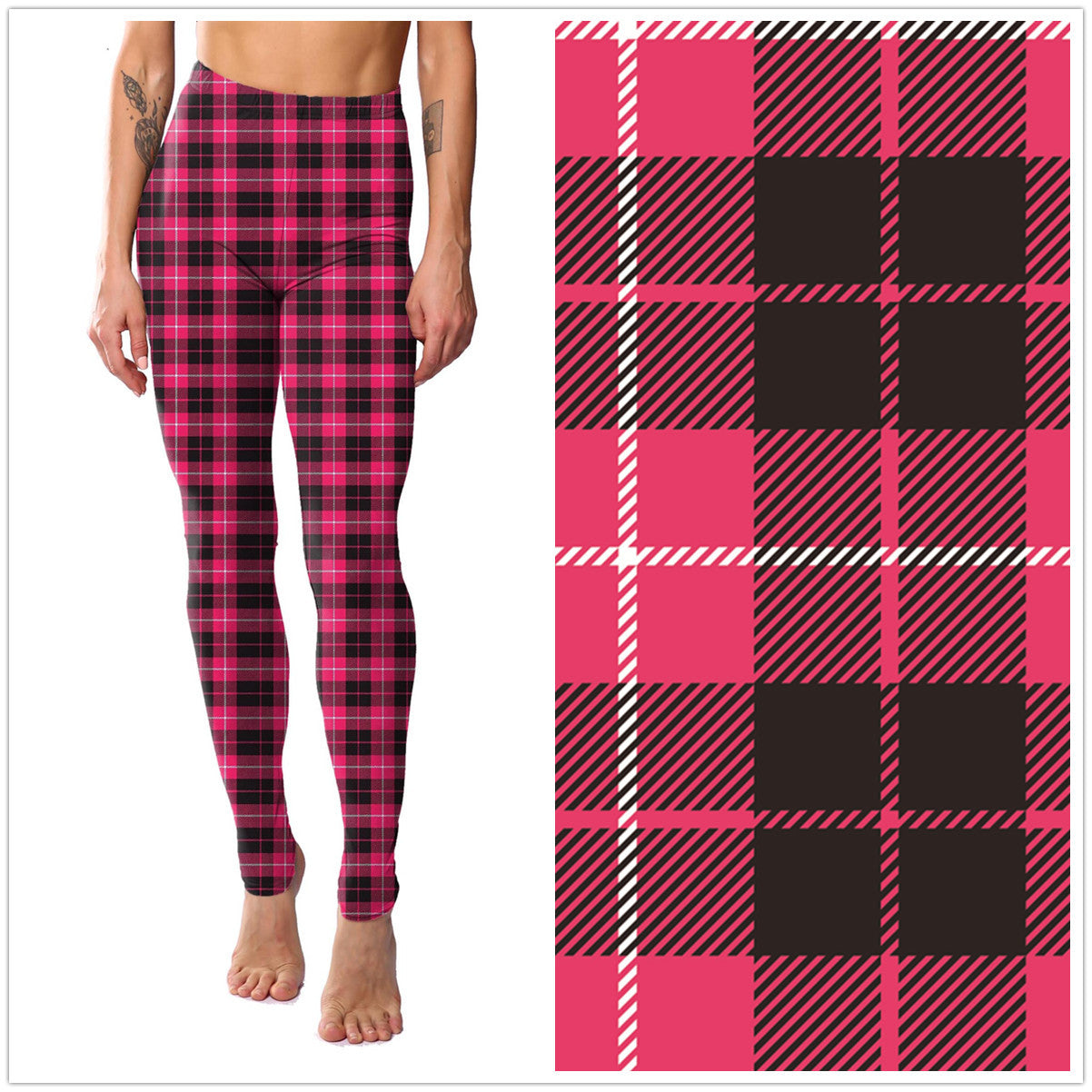 Striped Plaid Printed Fashionable Slimming Cropped Leggings