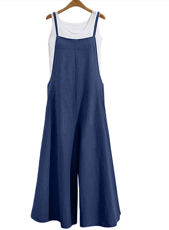 Linen Trousers Loose Solid Color Wide Dresses