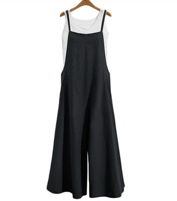 Linen Trousers Loose Solid Color Wide Dresses