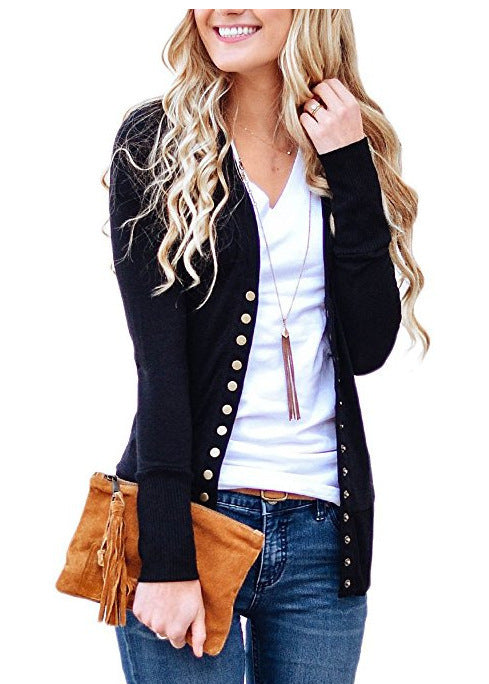 Spring Solid Color V-neck Long Sleeve Coats