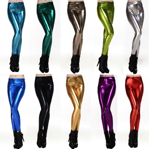 Women's Sexy Shiny Metal Bronzing Patent Leather Leggings