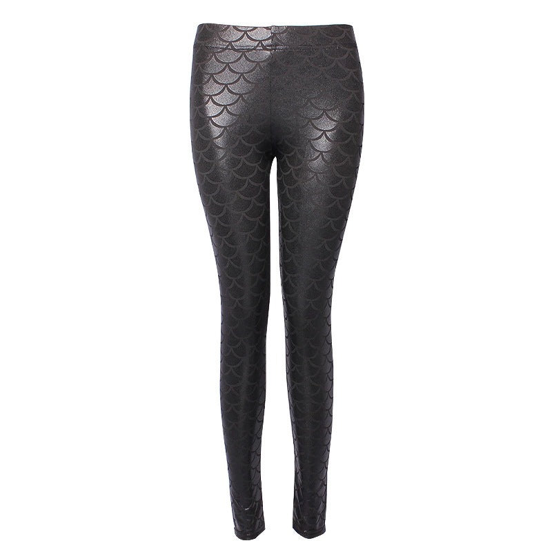 Women's Faux Leather Cropped Ice Silk High Leggings