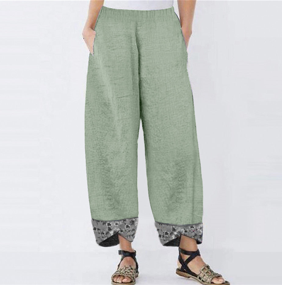 Slouchy Women's Printed Stitching Trousers Pencil Pants