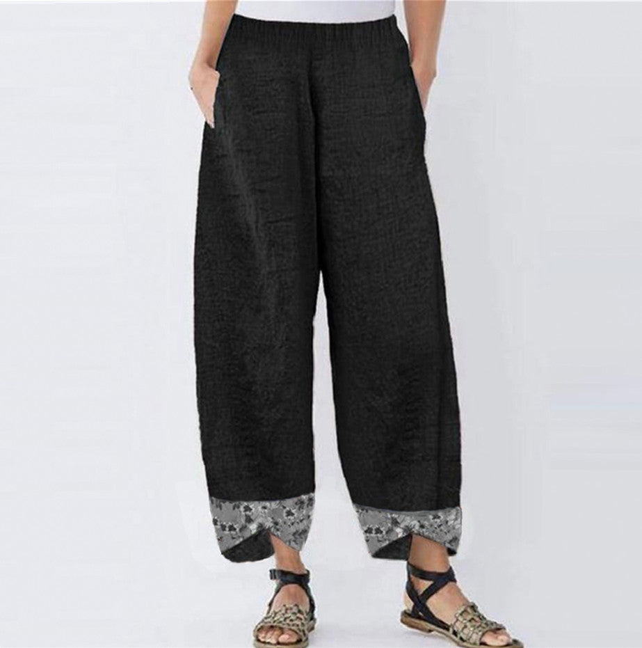 Slouchy Women's Printed Stitching Trousers Pencil Pants