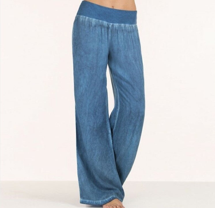 Women's Large Casual Thin Wide Leg Trousers Pants