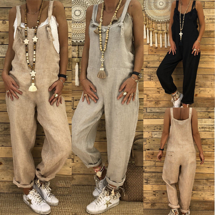 Graceful Women's Fashion Casual Loose Suspender Pants