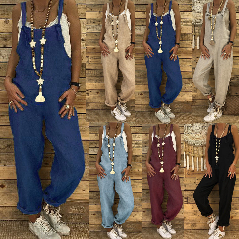 Graceful Women's Fashion Casual Loose Suspender Pants