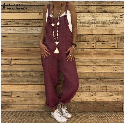 Graceful Women's Fashion Casual Loose Suspender Pants