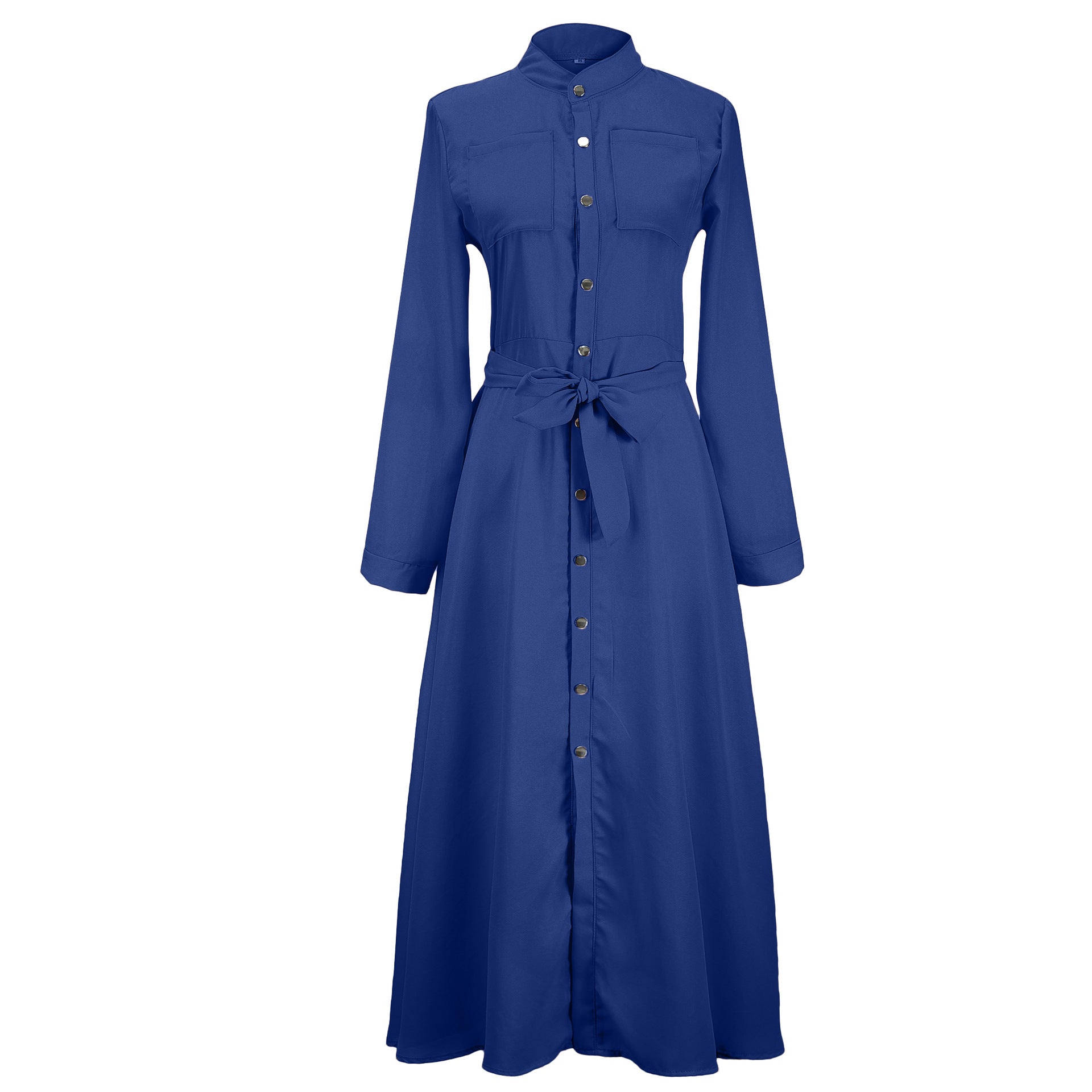 Women's Slim-fit Long-sleeved Button Self-tie Dress Dresses