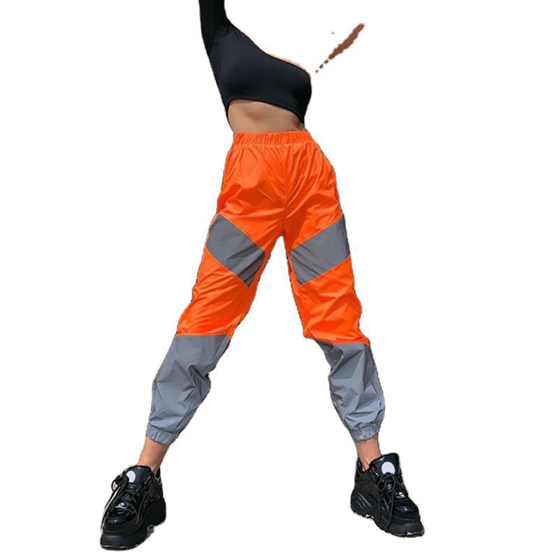 Sports Leisure Mid-waist Stitching Reflective Night Pants