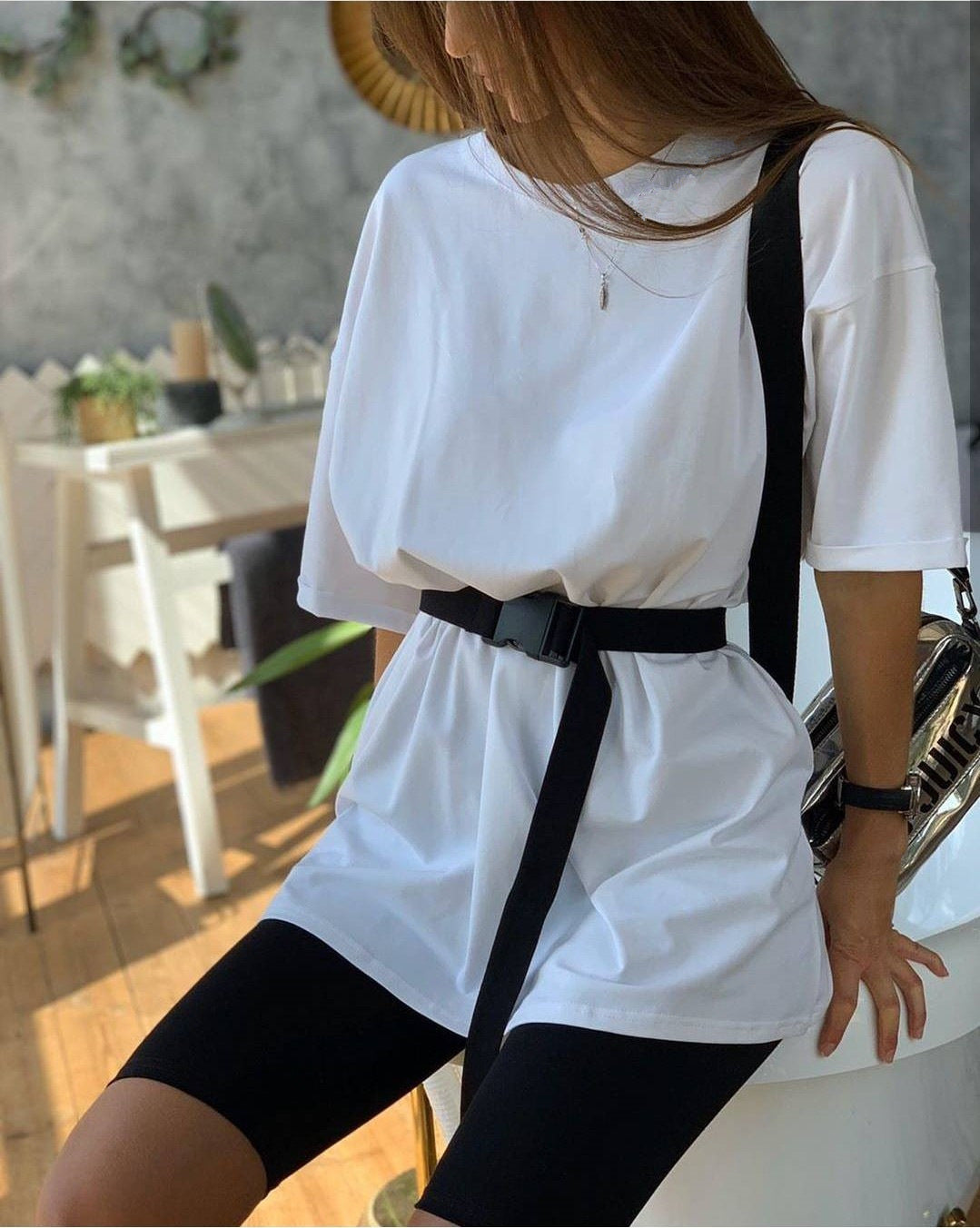 Women's Two-piece Set With Belt Solid Color Suits