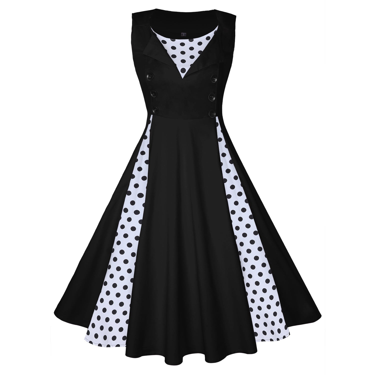 Women's Dot Print Stitching Large Swing Retro Dresses