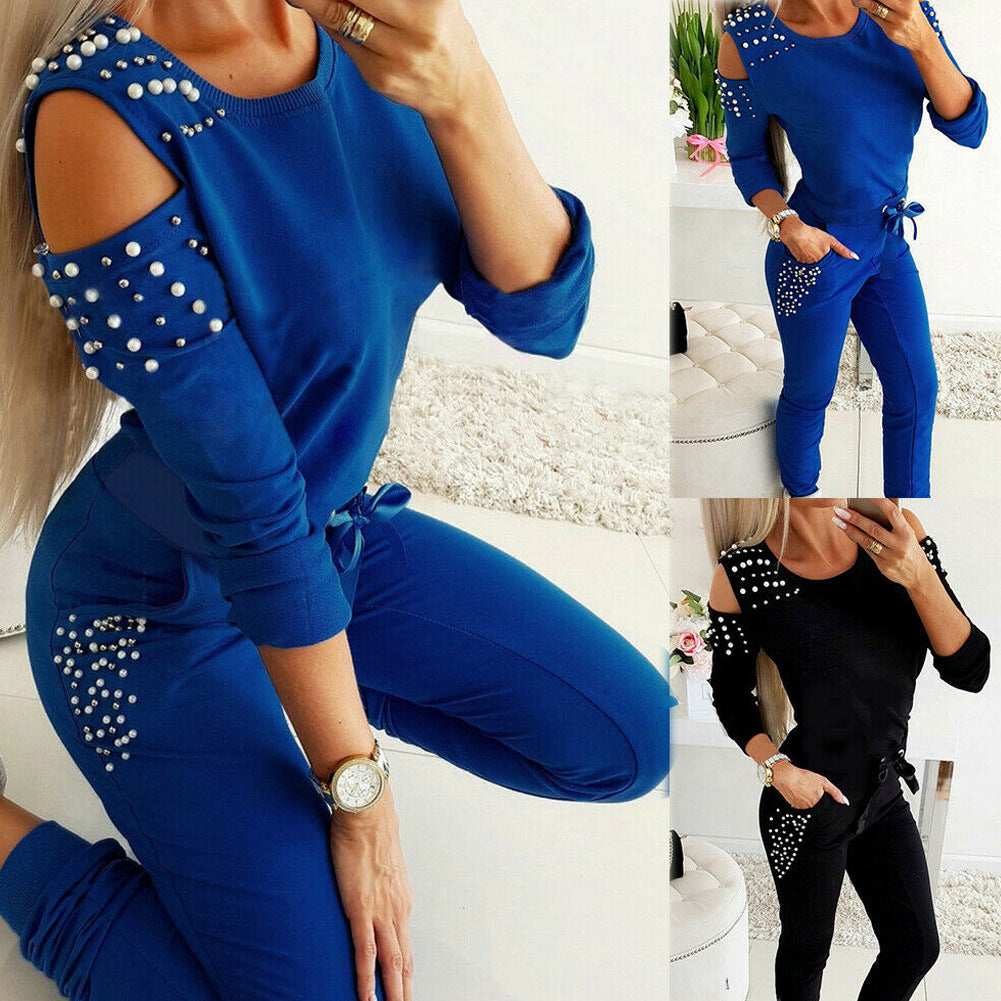 Autumn Sexy Beaded Solid Color Round Suits