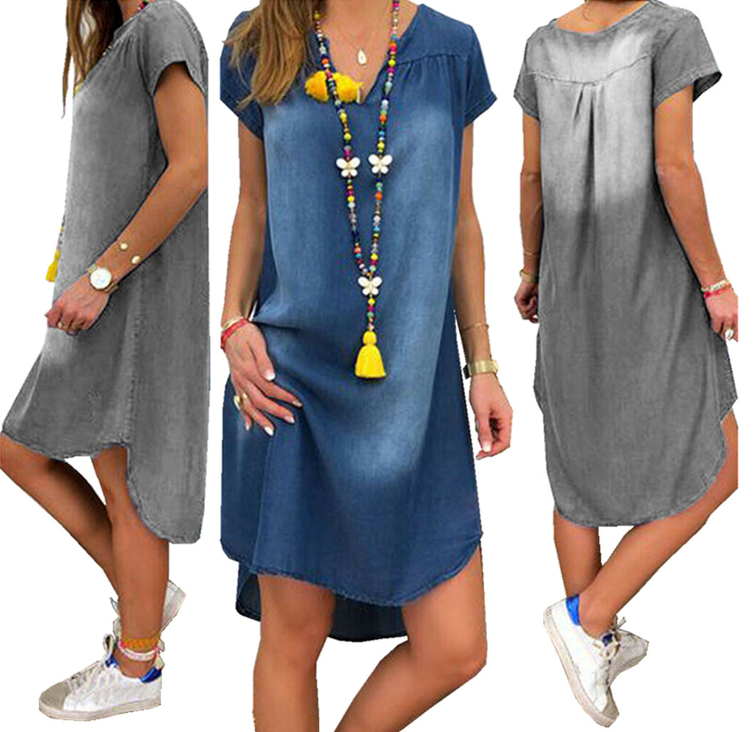 Summer Collar Pullover Sleeve Denim Dress Dresses