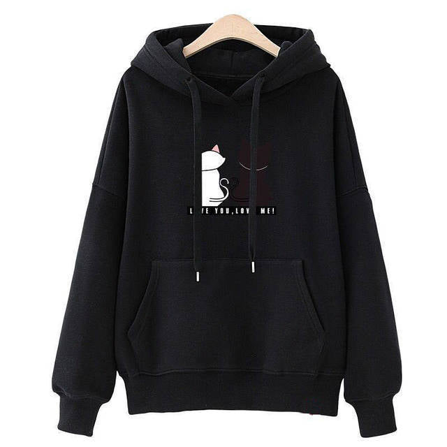 Women's Hooded Fleece Lined Korean Loose For Sweaters