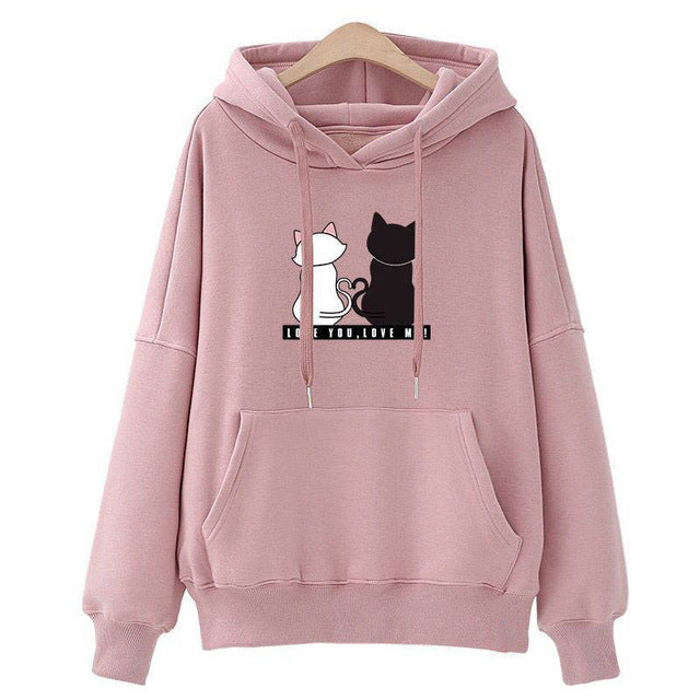 Women's Hooded Fleece Lined Korean Loose For Sweaters