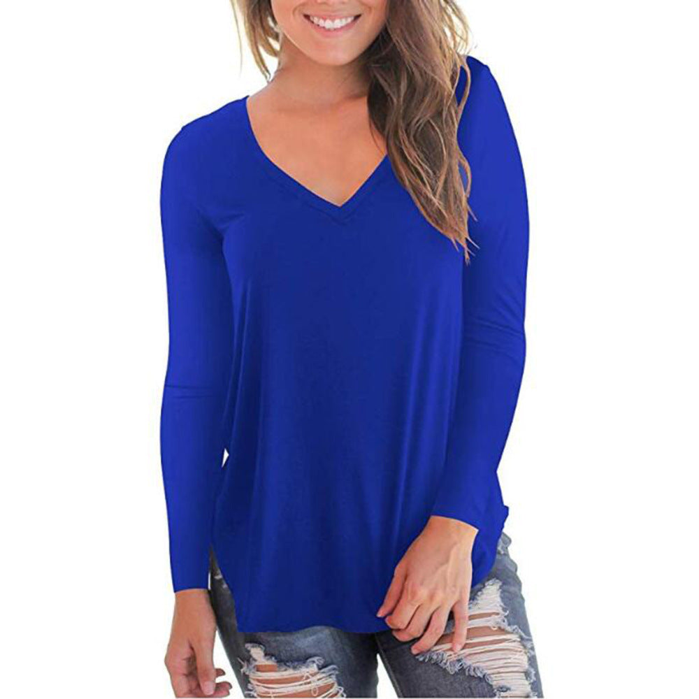 Women's Solid Color Shirt Collar Long Sleeve Blouses