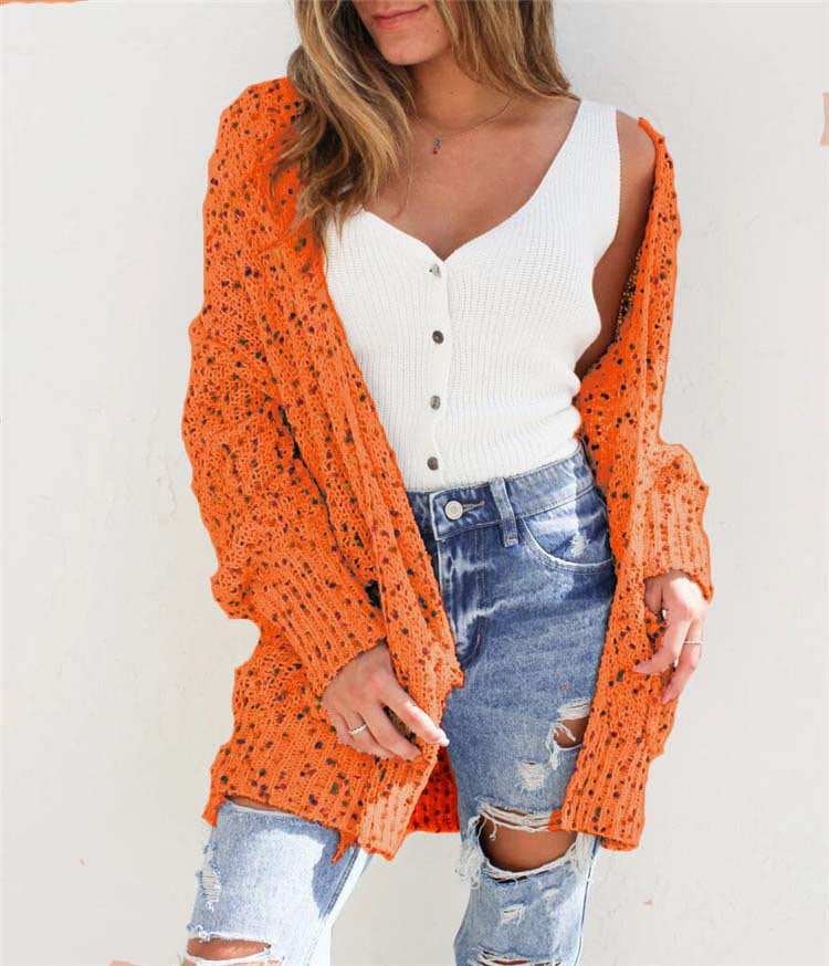 Women's Colorful Dot Long Sleeve Pocket Sweaters