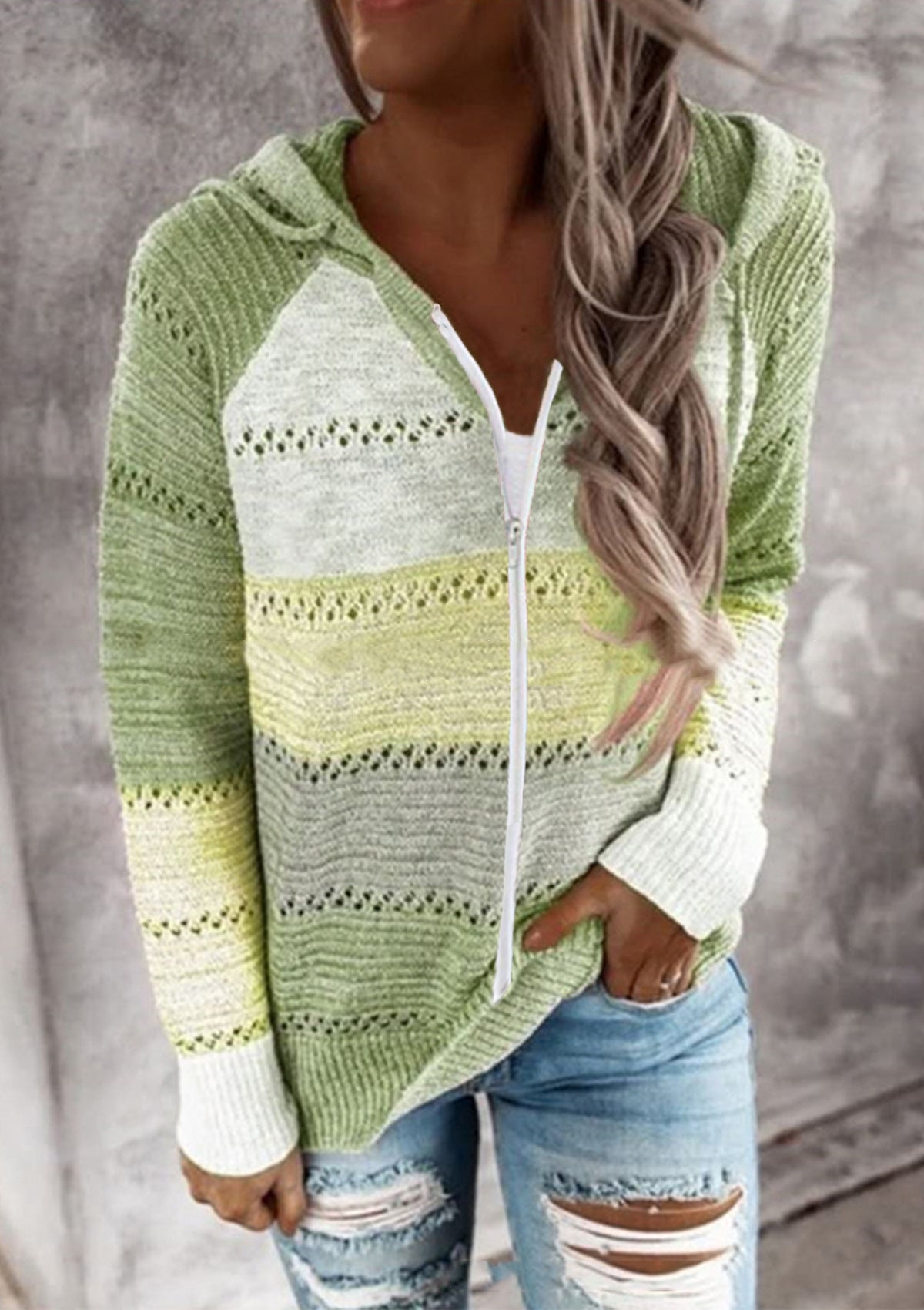 Beautiful Versatile Knitted Zipper Hooded Long-sleeved Sweaters