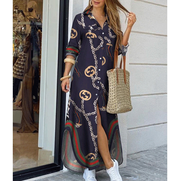 Women's Fashion Printed Sexy Shirtdress Dress Dresses