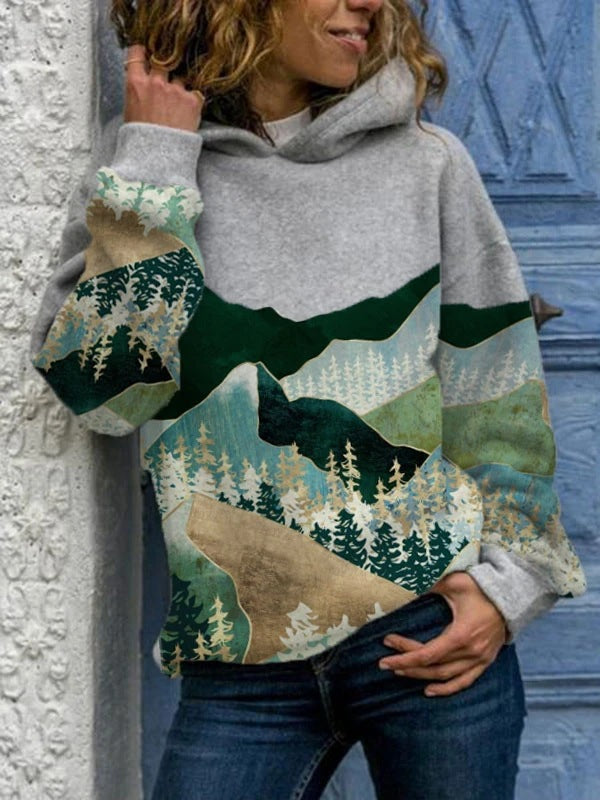 Hooded Slim Fit Long Sleeve Printed Sweaters