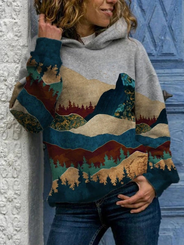 Hooded Slim Fit Long Sleeve Printed Sweaters