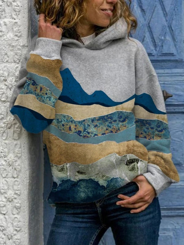 Hooded Slim Fit Long Sleeve Printed Sweaters