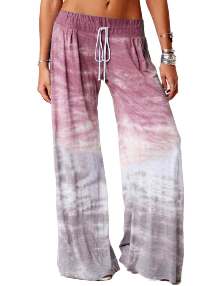 Women's Gradient Print Loose Yoga Wide Leg Pants