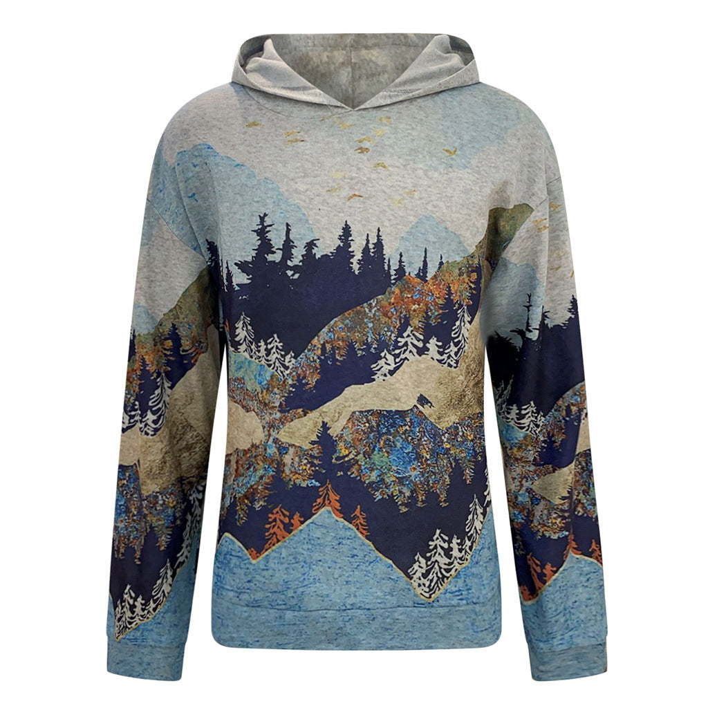 Hooded Slim Fit Long Sleeve Printed Sweaters