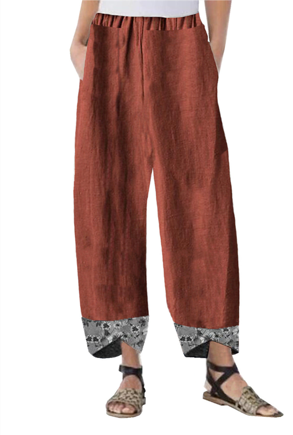 Slouchy Women's Printed Stitching Trousers Pencil Pants