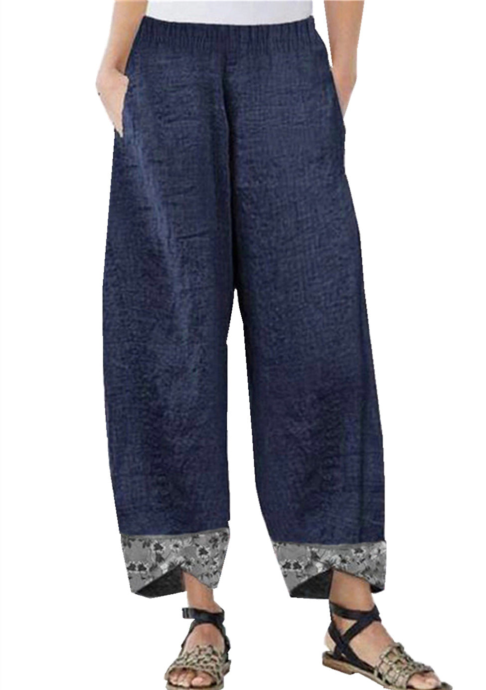 Slouchy Women's Printed Stitching Trousers Pencil Pants