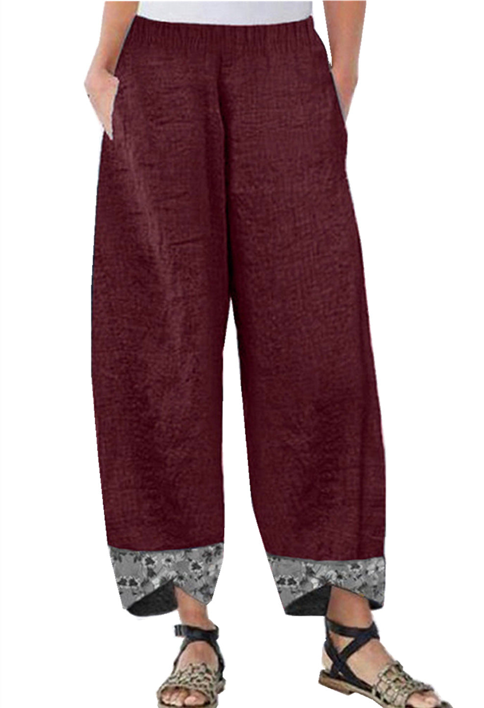 Slouchy Women's Printed Stitching Trousers Pencil Pants