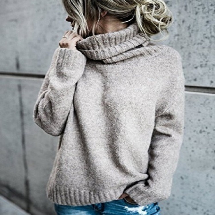 Women's Fashion Turtleneck Long-sleeved Pullover Knitted Sweaters