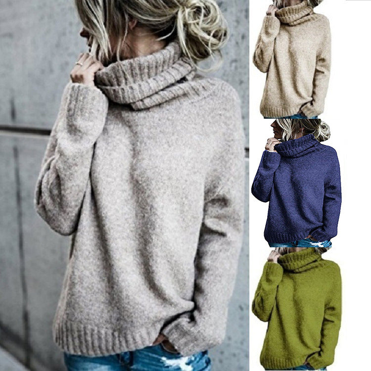 Women's Fashion Turtleneck Long-sleeved Pullover Knitted Sweaters