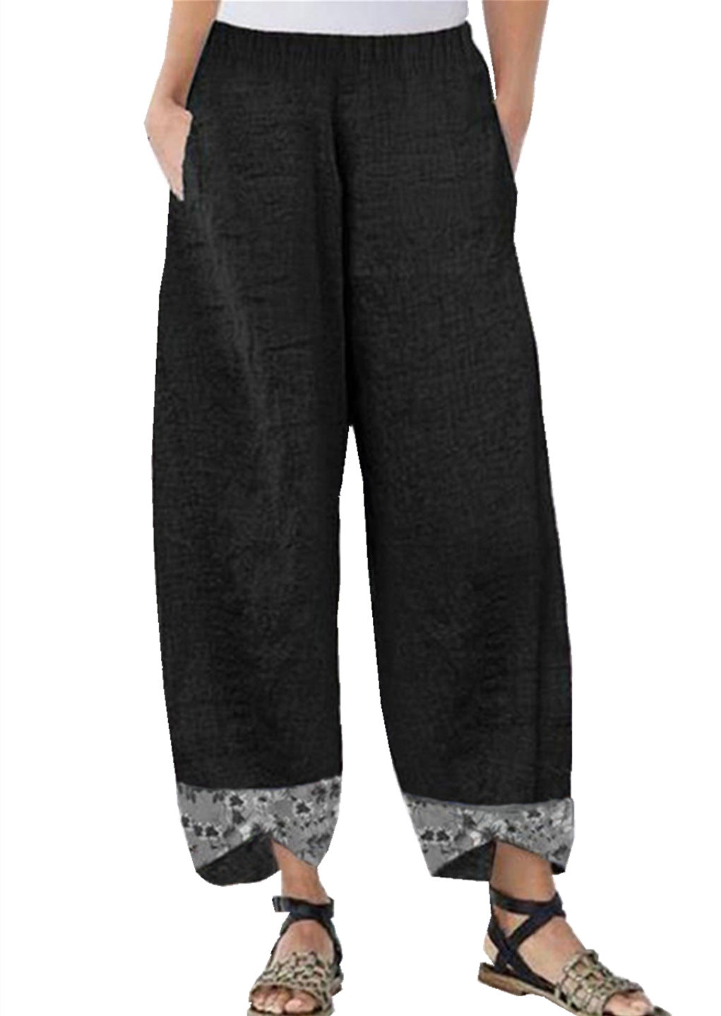 Slouchy Women's Printed Stitching Trousers Pencil Pants