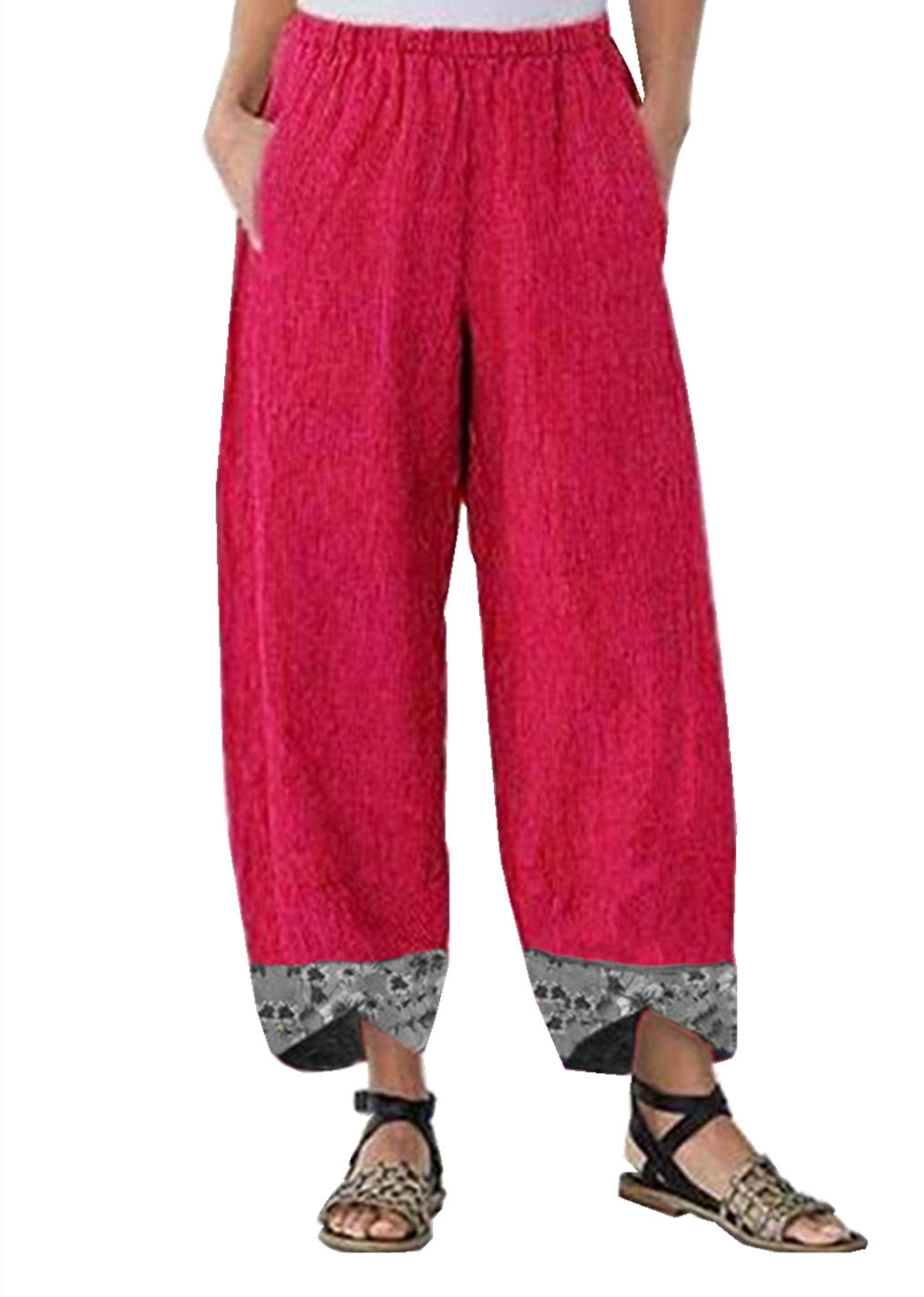 Slouchy Women's Printed Stitching Trousers Pencil Pants