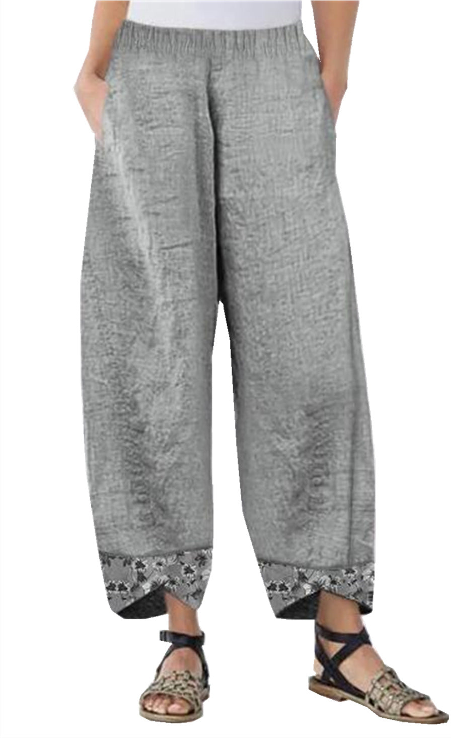 Slouchy Women's Printed Stitching Trousers Pencil Pants